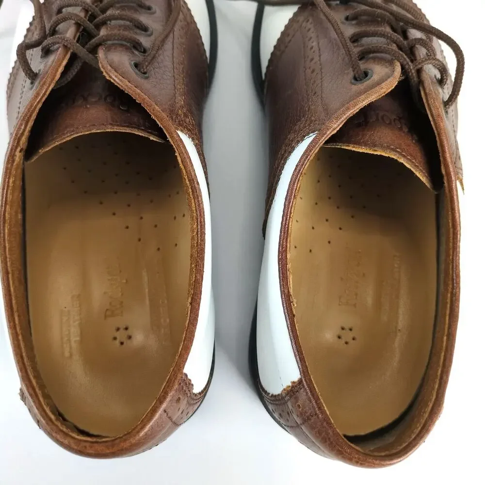 Rockport‎ Men's 9W Brown & White Leather Saddle Oxford Golf Shoes Jack Nicklaus